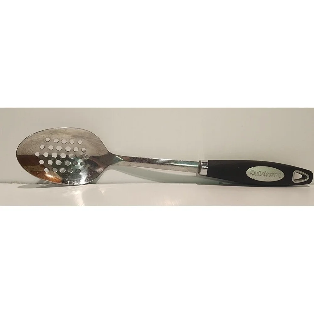 Cuisinart Stainless Steel Slotted Serving Spoon Black Handle Kitchen Utensil